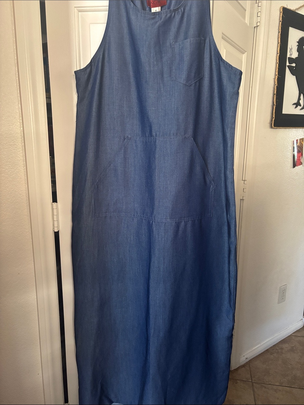 Sleeveless Denim Maxi Dress - Blue